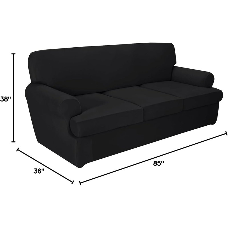 MAGBIX 3 Pieces Stretch Sofa Covers T Cushion Loveseat Slipcover Soft